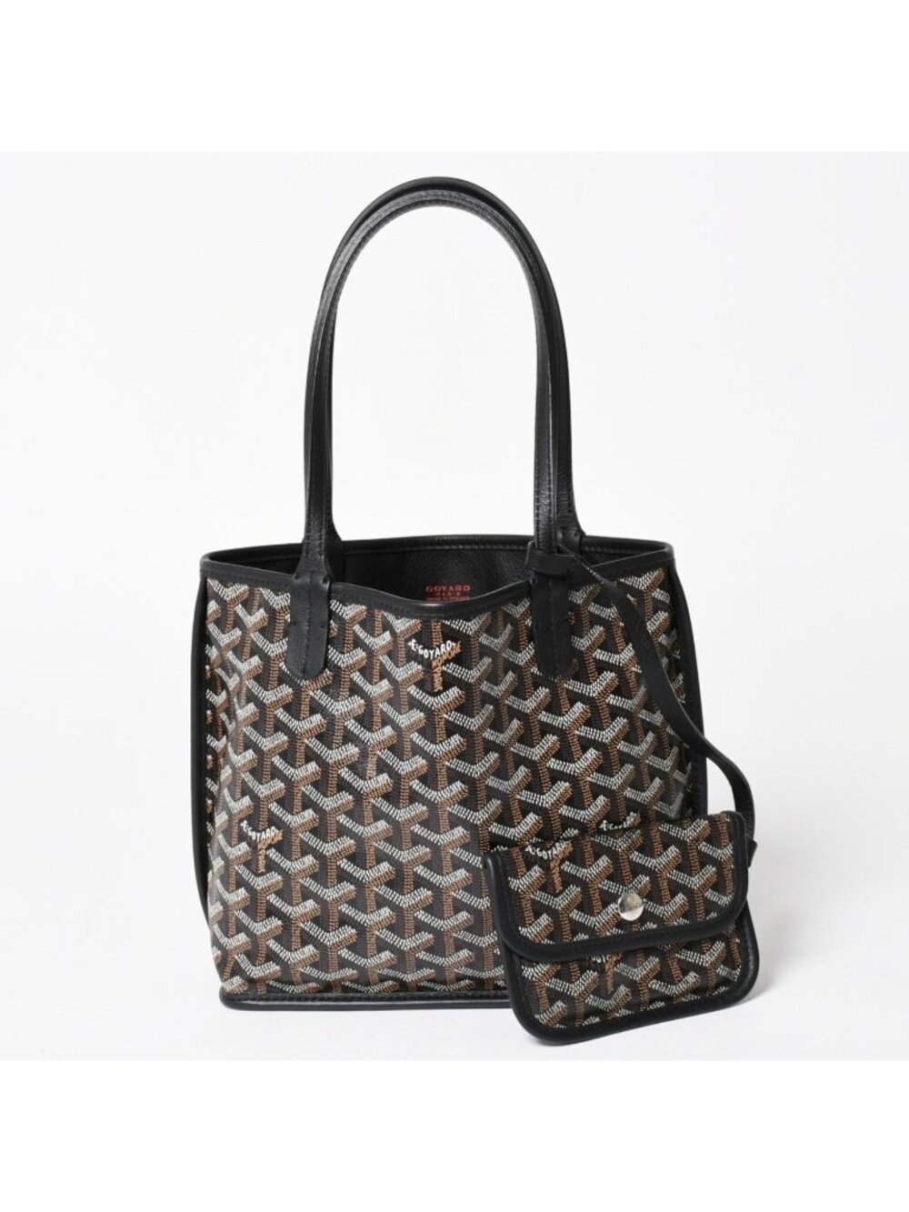 Goyard Anjou Mini Tote Pouch Leather Black Brown
